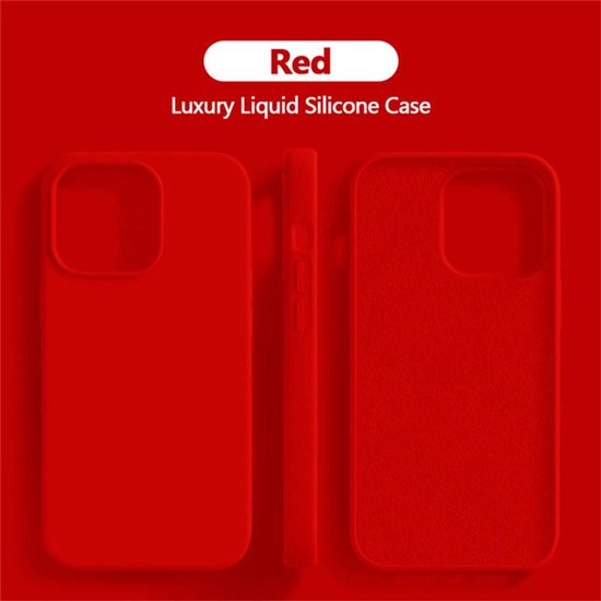 iPhone 16 Pro Hoesjes – Liquid Siliconen Backcover – Flexibel TPU Rubber – Inclusief Screenprotector – Rood-Ilumina Benelux