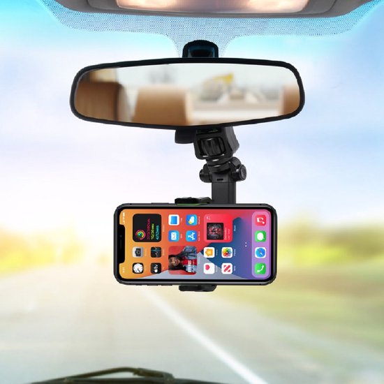 Telefoonhouder auto – Achteruitkijkspiegel & hoofdsteun montage – Verstelbaar – 360° draaibaar – Tot 6,9 inch – Zwart-Ilumina Benelux