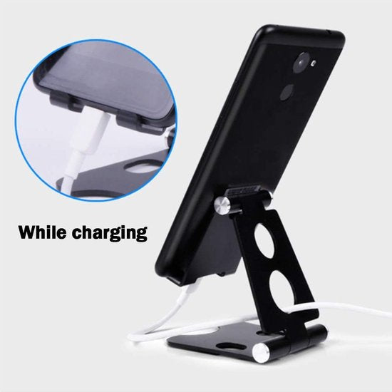 Telefoonhouder bureau – Verstelbare tafelstandaard – Geschikt voor smartphone & tablet – Anti-slip – Zwart-Ilumina Benelux