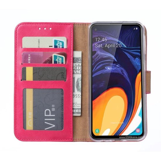 Samsung Galaxy A60 Hoesjes – Portemonnee Hoes – Pasjeshouder – 2x Gehard Glas Screenprotector – Roze-Ilumina Benelux