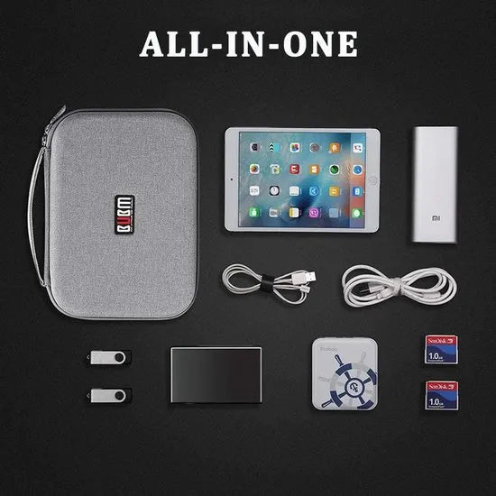 BUBM Hard Shell Kabel Organizer – Elektronica Opbergtas – Accessoiretas voor iPhone, iPad, Tablet, Opladers, Kabels, USB-Sticks & Geheugenkaarten – Grijs-Ilumina Benelux
