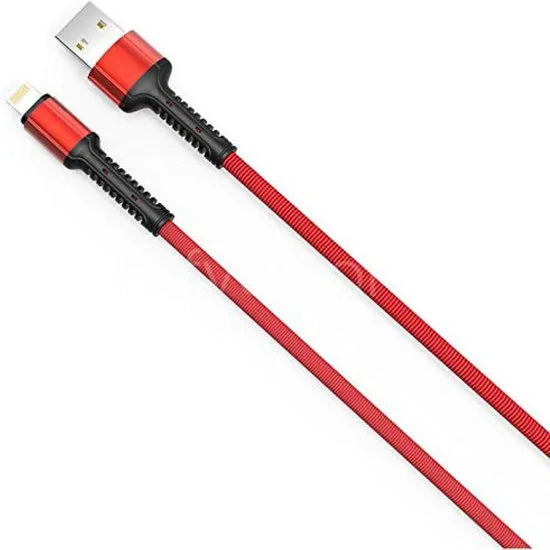 LDNIO LS63 USB-A naar Lightning Kabel – 1 Meter – 2.4A Fast Charging Nylon Kabel – Rood-Ilumina Benelux