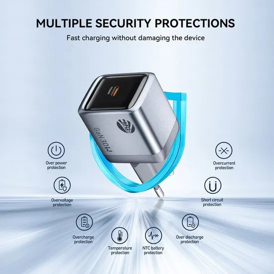 GaN 30W Snellader – USB-C – PPS – Super Fast Charging – Compact Design – Zilver-Ilumina Benelux