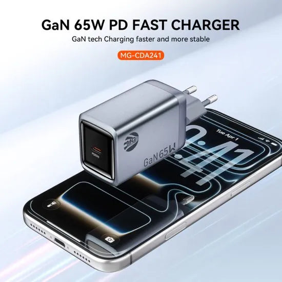 GaN 65W Snellader – USB-C Power Delivery – Super Fast Charging – Compact Design – Zilver-Ilumina Benelux