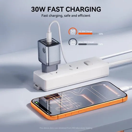 GaN 30W Snellader – USB-C – PPS – Super Fast Charging – Compact Design – Zilver-Ilumina Benelux