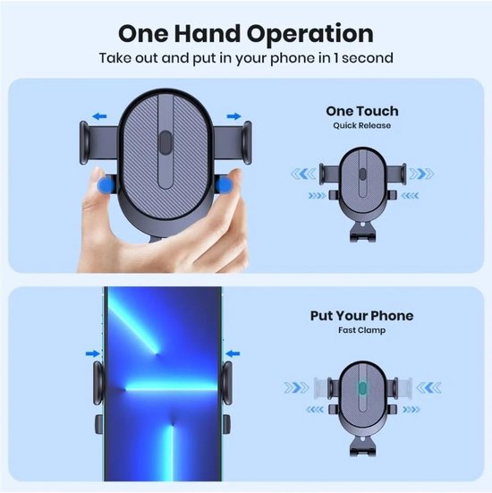 Telefoonhouder auto – Ventilatierooster – Universeel – Stevige klem – Zwart-Telefoonhouders-Ilumina Benelux