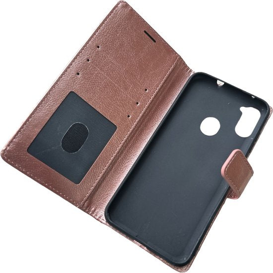 Samsung Galaxy A11 Hoesjes – Portemonnee Hoes – 2 Pack Screenprotector – Pasjeshouder – Roségoud-Ilumina Benelux