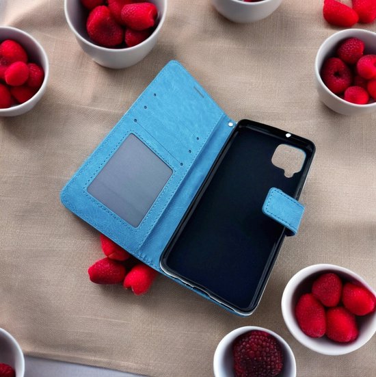Samsung Galaxy A12 Hoesjes – Portemonnee Hoes – Pasjeshouder – 2x Gehard Glas Screenprotector – Turquoise-Ilumina Benelux