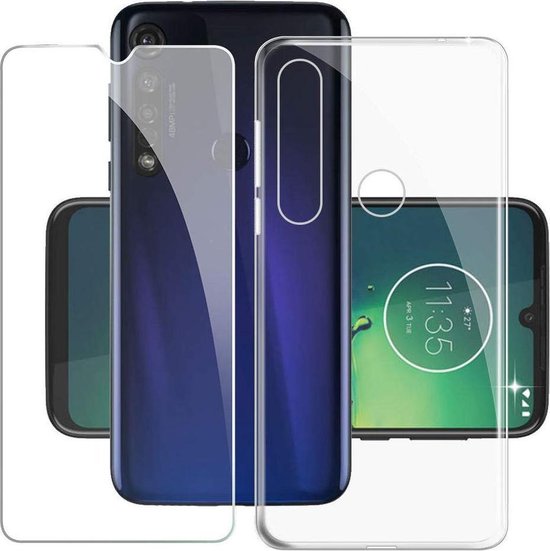 Motorola Moto G8 Plus Hoesjes – Transparante TPU Siliconen Backcover – Inclusief 2x Screenprotector-Ilumina Benelux