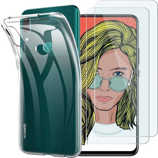 Huawei P Smart Z Hoesjes – Transparante TPU Siliconen Backcover – Soft Case – 2x Gehard Glas Screenprotector-Ilumina Benelux