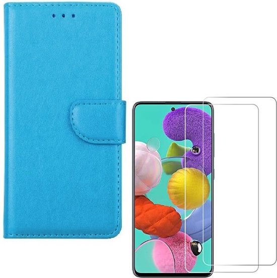 Samsung Galaxy A81 Hoesjes – Portemonnee Hoes – Pasjeshouder – 2x Gehard Glas Screenprotector – Turquoise-Ilumina Benelux
