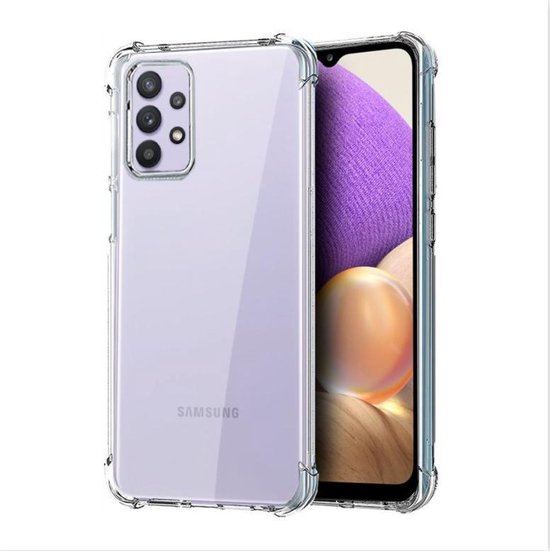 Samsung Galaxy A32 5G Hoesjes – Siliconen Backcover – Schokbestendig Bumper – Transparant – 3x Screenprotector-Ilumina Benelux