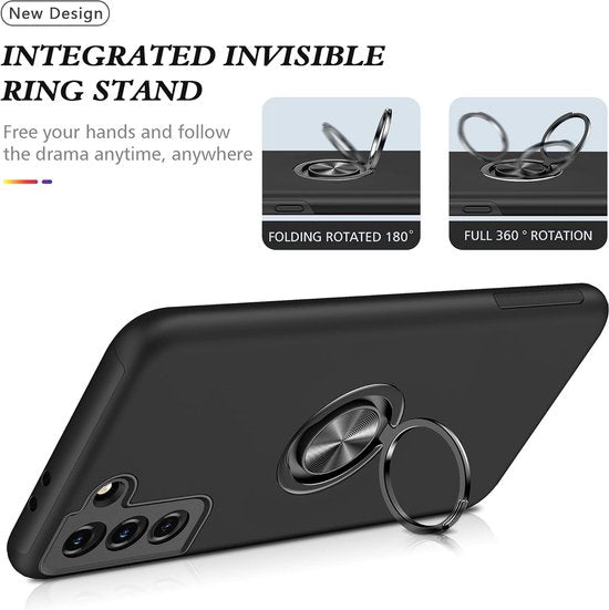 Samsung Galaxy S21 Hoesjes – Harde Backcover met Vingerring – Anti-drop – Paars-Ilumina Benelux