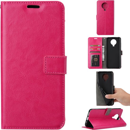 Nokia 5.3 Hoesjes – Bookcase Portemonnee – Magneetsluiting – Inclusief Screenprotector – Roze-Ilumina Benelux