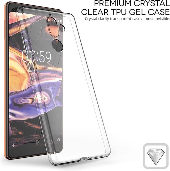 Nokia 7 Plus Hoesjes – Transparante Siliconen Backcover – Inclusief 2x Screenprotector Gehard Glas – Anti-kras-Ilumina Benelux