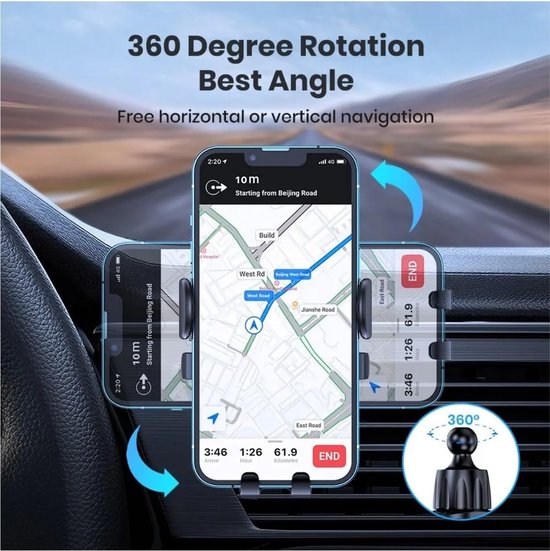 Telefoonhouder auto – Ventilatierooster – Universeel – Stevige klem – Zwart-Telefoonhouders-Ilumina Benelux