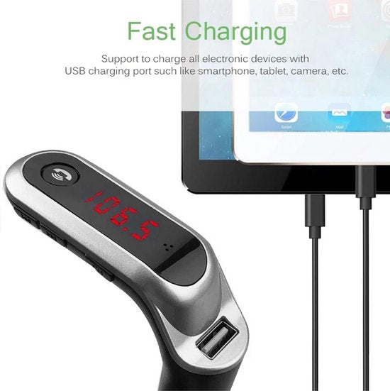 Bluetooth FM Transmitter Auto – Handsfree Carkit – MP3 Speler – USB/SD – Snellader – Zwart-Ilumina Benelux