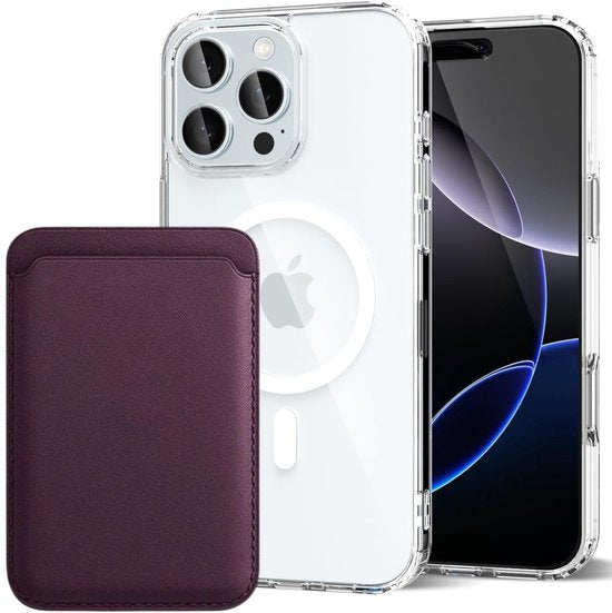 iPhone 16 Pro Max Hoesjes – Anti-shock Backcover – MagSafe – Magnetische Pasjeshouder – Purperviolet-Ilumina Benelux