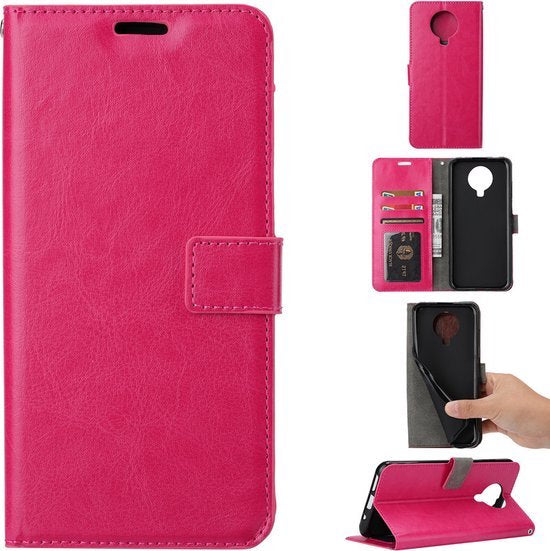 Nokia 5.3 Hoesjes – Bookcase Portemonneehoes – Pasjeshouder – 2x Screenprotector – Roze-Ilumina Benelux