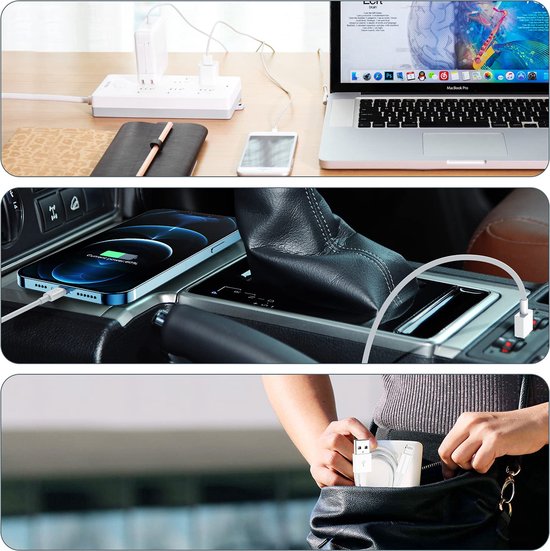 Lightning kabel – Geschikt voor iPhone iPad AirPods iPod – USB 2.0 A oplaadkabel – 3 Meter – 5 Pack – Wit-USB-Kabels-Ilumina Benelux