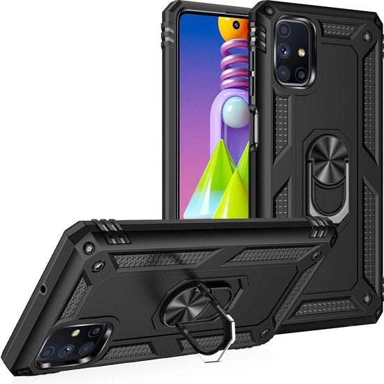 Samsung Galaxy M51 Hoesjes – Anti-Shock Hybride Ring Armor Backcover – Schokbestendig – Zwart-Ilumina Benelux