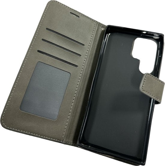 Samsung Galaxy S22 Ultra Hoesjes – Portemonnee Book Case – Pasjeshouder – Magneetsluiting – Grijs-Ilumina Benelux