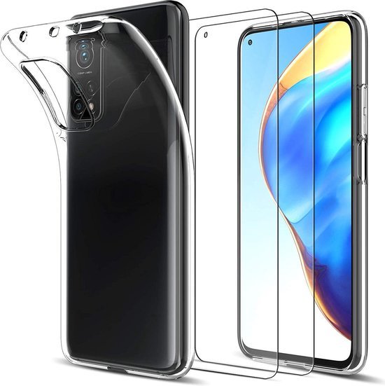 Xiaomi Mi 10T Hoesjes – Transparante Siliconen Backcover – 2 Pack Screenprotector Gehard Glas – Anti Kras-Ilumina Benelux