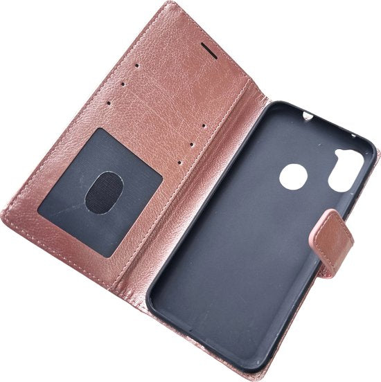 Samsung Galaxy M11 Hoesjes – Bookcase Portemonnee Hoes – Pasjeshouder – Magneetsluiting – Roségoud-Ilumina Benelux