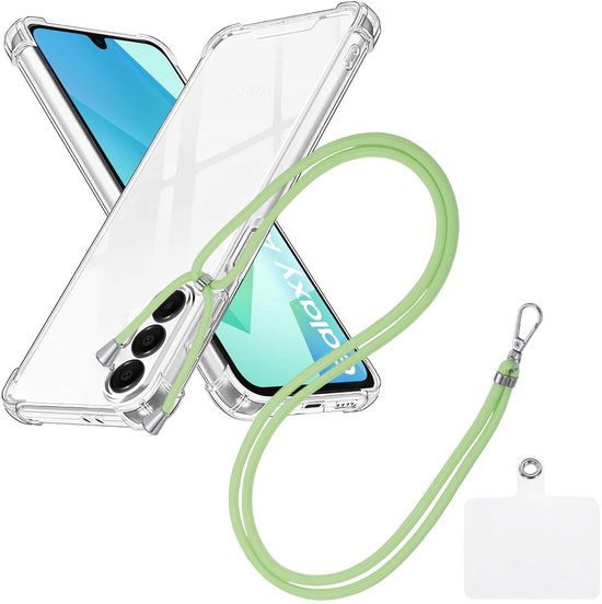 Samsung Galaxy A25 Hoesjes – Schokbestendige Backcover – Nekkoord Koord – Groen