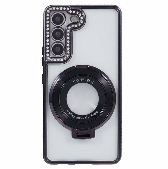 Back Cover Hoesje - Schattige met Diamanten steentjess - Geschikt voor: Samsung S24 - Zwart