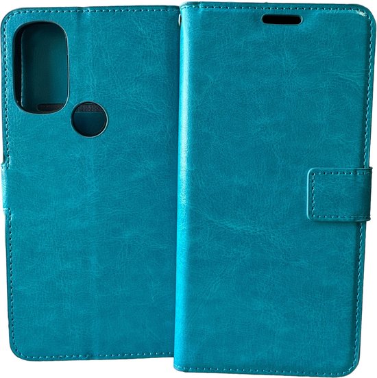 Motorola Moto G71 5G Hoesjes – Portemonnee Book Case – Pasjeshouder – Magneetsluiting – Turquoise-Ilumina Benelux