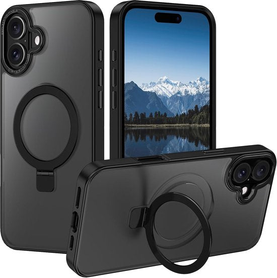 iPhone 16 Hoesjes – Backcover met Standaard – MagSafe – Schokbestendig – Zwart-Ilumina Benelux