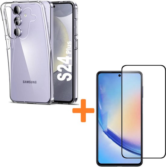 Samsung Galaxy S24 Plus Hoesjes – Transparante Siliconen Backcover – Inclusief 2x Screenprotector Gehard Glas – Anti-kras-Ilumina Benelux
