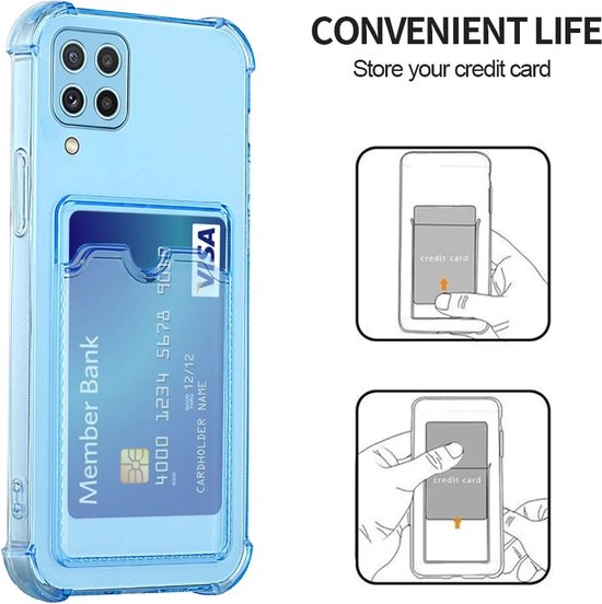 Samsung Galaxy A22 4G Hoesjes – Schokbestendige TPU Backcover – Kaarthouder Pasjeshouder – Blauw