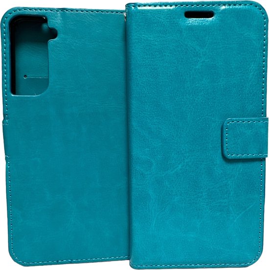 Samsung Galaxy S22+ Hoesjes – Portemonnee Book Case – Pasjeshouder – Magneetsluiting – Turquoise-Ilumina Benelux