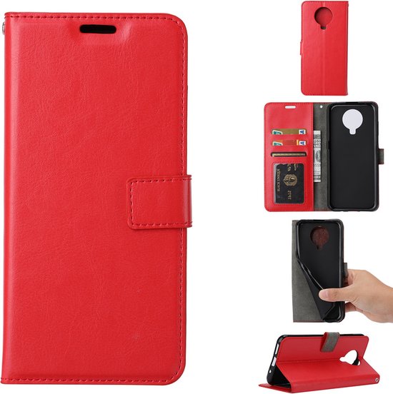 Nokia 5.3 Hoesjes – Bookcase Portemonnee Hoes – Pasjeshouder – Magneetsluiting – Rood-Ilumina Benelux