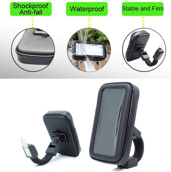 Telefoonhouder motor – Waterdicht – Voor brommer & scooter – Stevige klem – Zwart-Ilumina Benelux