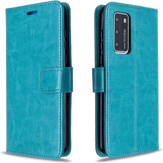 Huawei P40 Lite Hoesjes – Portemonnee Book Case – Pasjeshouder – 2x Screenprotector – Turquoise-Ilumina Benelux