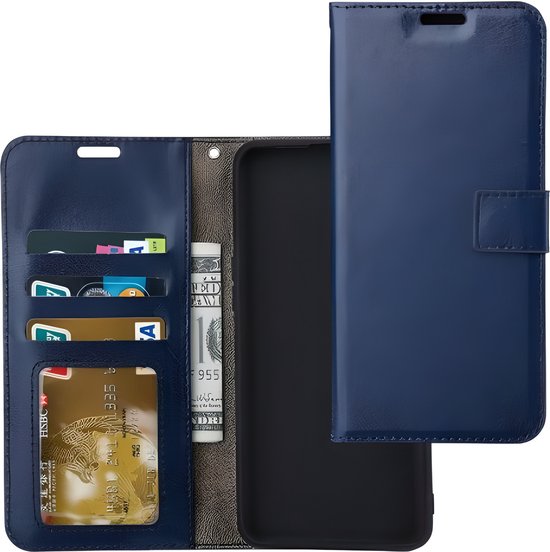 Oppo Reno 8 Hoesjes – Portemonnee Bookcase – Pasjeshouder – Magneetsluiting – Blauw-Ilumina Benelux