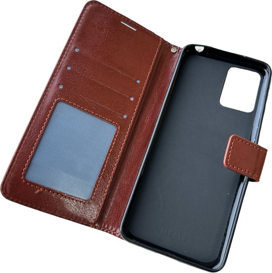 Motorola Moto G73 Hoesjes – Portemonnee Bookcase – Pasjeshouder – Magneetsluiting – Bruin