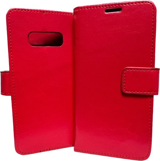 Samsung Galaxy S10 Hoesjes – Portemonnee Book Case – Pasjeshouder – Magneetsluiting – Rood-Ilumina Benelux