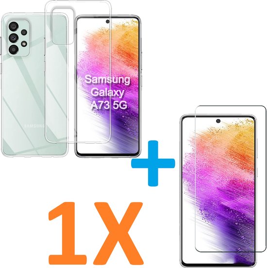 Samsung Galaxy A73 5G Hoesjes – Transparante Siliconen Backcover – Inclusief 1x Screenprotector Gehard Glas-Ilumina Benelux
