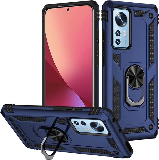 Xiaomi 12 / 12X Hoesjes – Hybride Ring Armor Backcover – Schokbestendig – Blauw-Ilumina Benelux