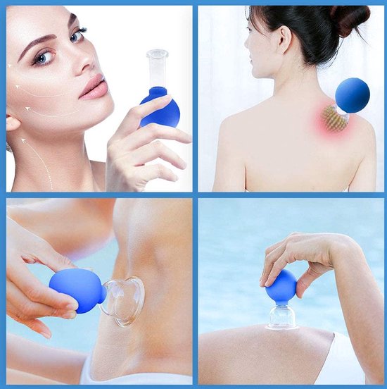 Facial cupping set – Siliconen vacuüm massage cups – Anti-cellulite – Lymfedrainage therapie – Transparant