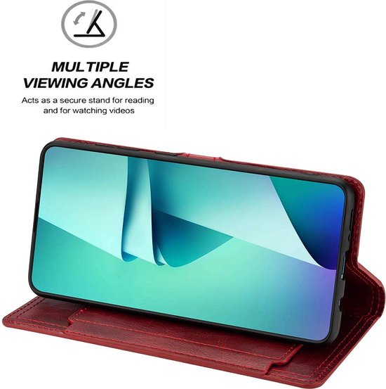 Samsung Galaxy A52/A52s Hoesjes – Bookcase Portemonnee – Ritssluiting – 5 Pasjeshouder – Rood-Ilumina Benelux