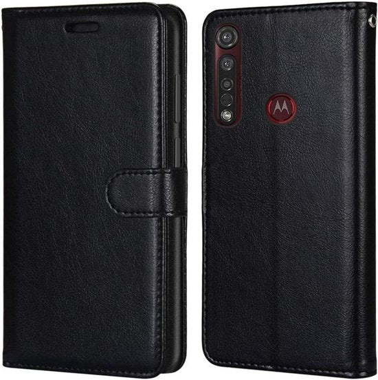 Motorola Moto G8 Plus Hoesjes – Portemonnee Book Case – Pasjeshouder – 2x Screenprotector – Zwart-Ilumina Benelux