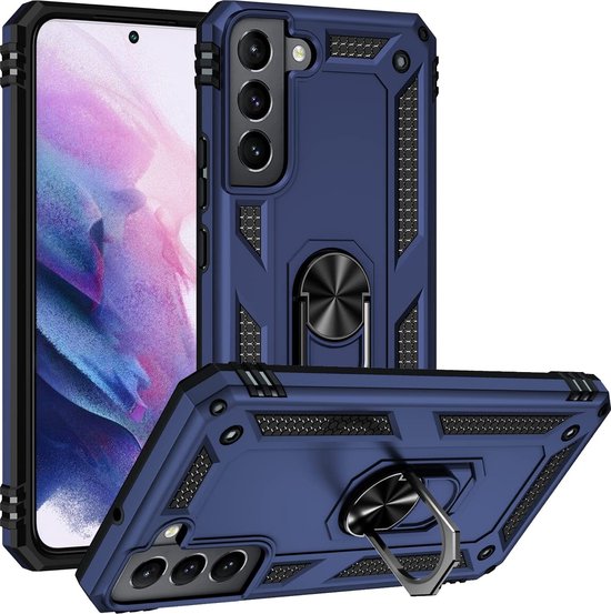 Samsung Galaxy S22 Plus Hoesjes – Anti-Shock Hybride Ring Armor Backcover – Schokbestendig – Blauw-Ilumina Benelux