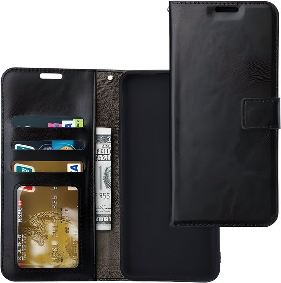 iPhone 16E Hoesjes – Portemonnee Bookcase – Pasjeshouder – Magneetsluiting – Zwart-Ilumina Benelux