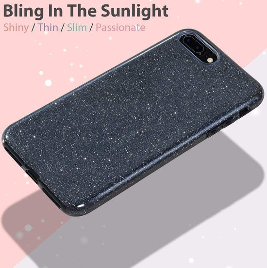 iPhone 7 Plus/8 Plus Hoesjes – Siliconen TPU Backcover – Glitters BlingBling – Zwart-Ilumina Benelux