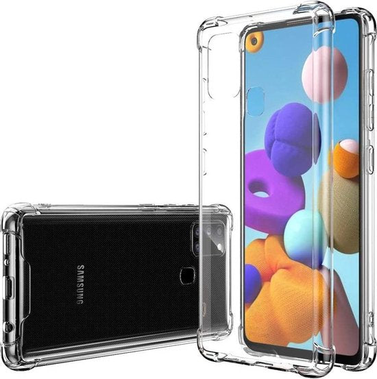 Samsung Galaxy A21S Hoesjes – Anti-Shock Hybride Backcover + 2x Gehard Glas Screenprotector – Transparant-Ilumina Benelux